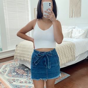 PacSun A-Line Tie Denim Mini Skirt